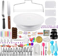 Cake Decorating Turntable,Cake Decorating Supplies with Decorating Comb/Icing Smoother(3pcs),2 Icing Spatula with Sided & Angled …