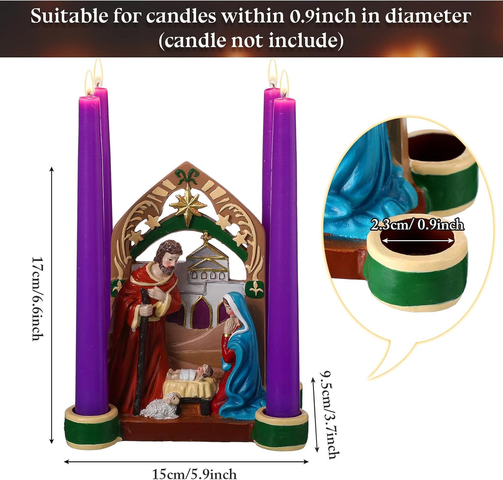 Nativity Advent Decorations Advent Candle Holder Holy Family Nativity Scene with Arch Candle Holder Religious Decors for Christmas Supplies(Multicolor)