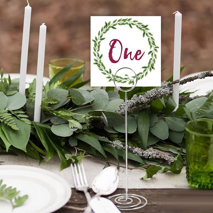 12Pcs Table Number Holder 8.66inch Tall Metal Iron Place Card Holder Lightweight Picture Holder Stand Portable Round Shape Photo Memo Note Holder for Office Wedding Party