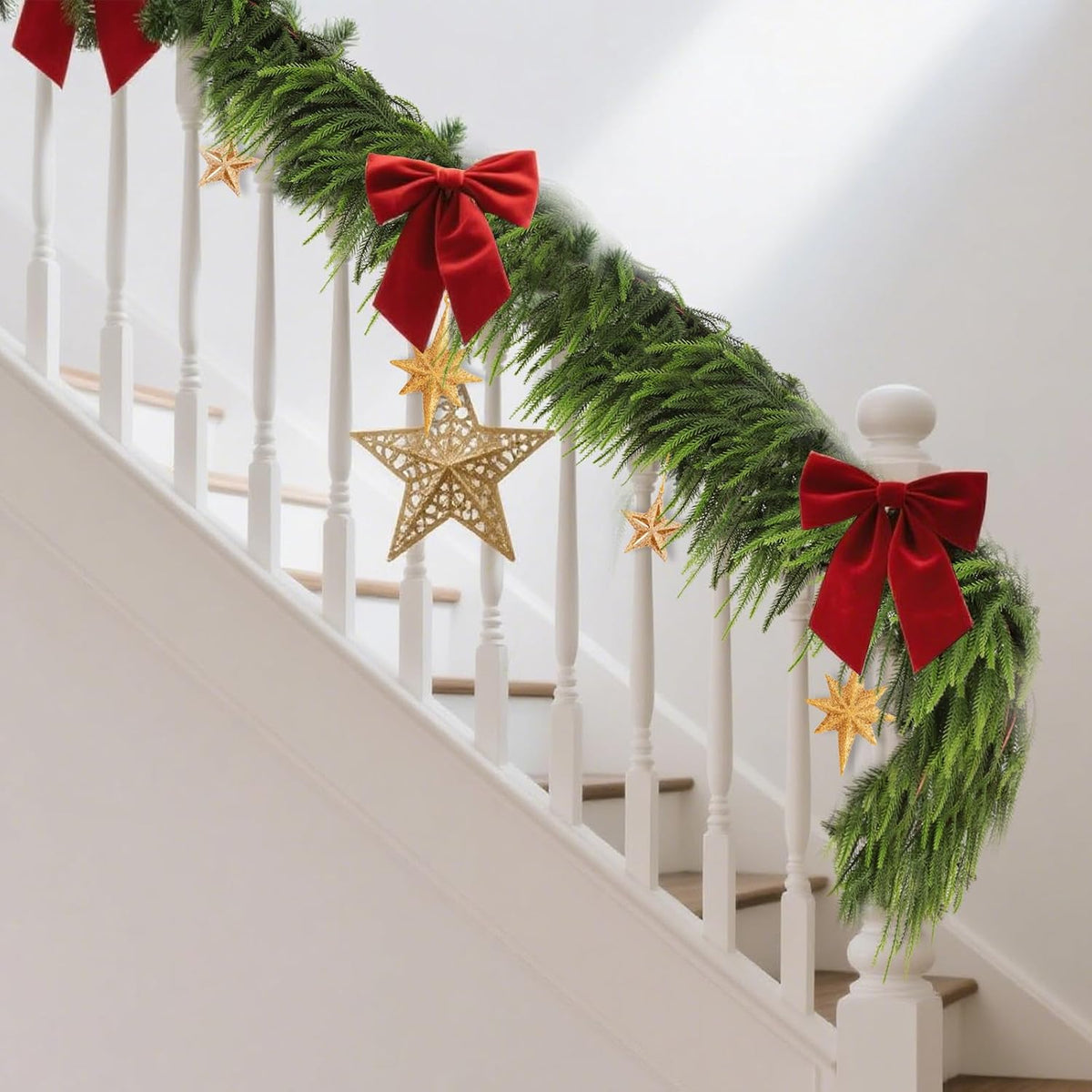 6ft 2pcs norfolk pine garland - realistic christmas shown in use