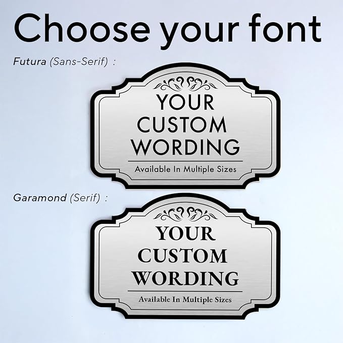 Custom Decorative Outdoor Metal Sign, Personalized Aluminum Driveway Sign - Waterproof, Made in USA - Design 2 Metallic Silver 14x10 In