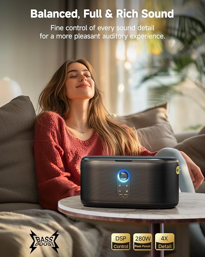 Ikarao Karaoke Machine for Adults, with Lyrics Display, Karaoke System for YouTube, 280W Speaker, Autotune & EQ, Connect to TV, Portable PA System with 2 Wireless Microphones for Home Outdoor Party
