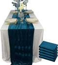 Luxurious Velvet Table Runner, 10ft Wedding Reception Decorations, 20x120inch Soft Velvet Fabric, Table Linen Overlay, Wedding Table Runners (Teal Blue, 20X120inch, 5pack)