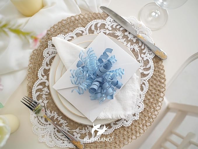 HUIHUANG Blue Gift Bows 5 inch x 8 Counts Dusty Blue Self-Adhesive Curly Ribbon Bows for Gift Wrapping, Presents, Paper Bag, Baby Shower Favors, Wrapping Accessories, Wedding Decor