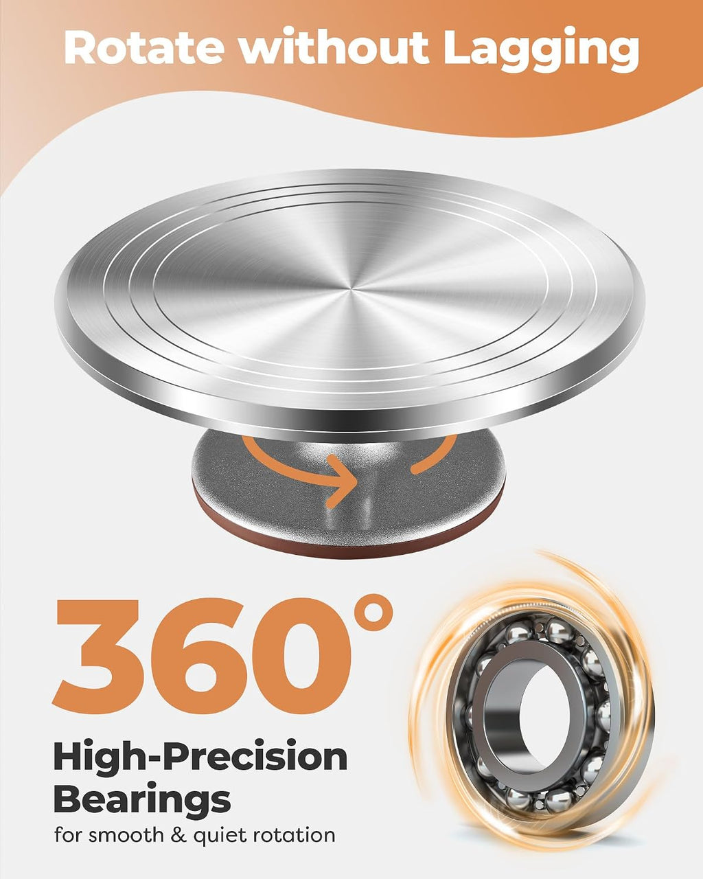 Kootek 253 Aluminum Cake Decorating Kit, Baking Tools for Beginners & Pros | Smooth Rotating, Complete Kit, Easy to Clean, Cake Stand Turntable for Decorating Display Baking, Piping Bags and Tips Set