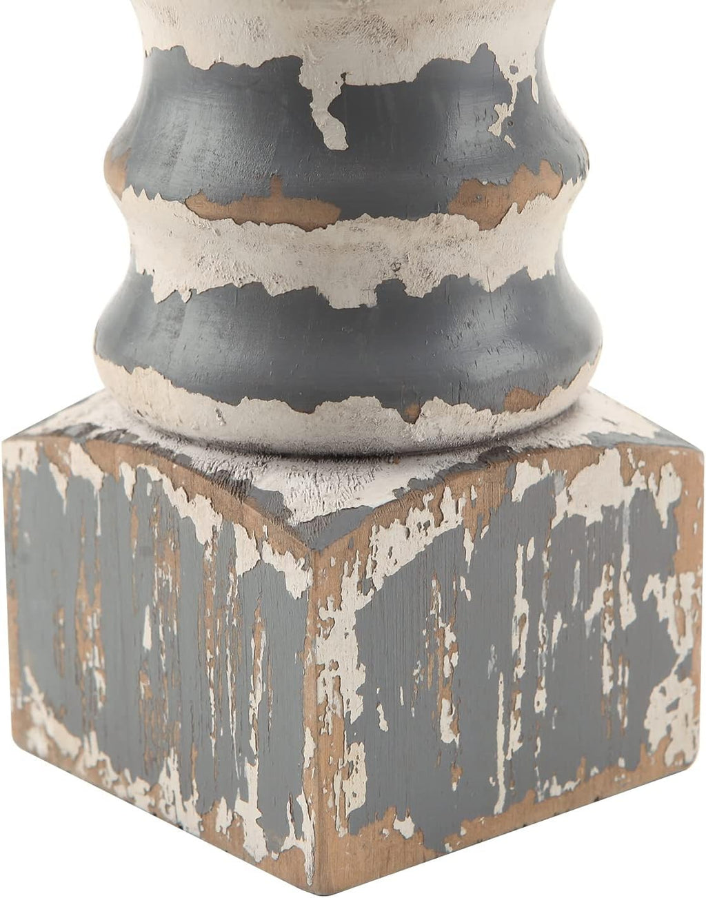 NIKKY HOME Farmhouse Rustic Solid Wood Pillar Candle Holders Set of 2, Grey | Distressed Wooden Candle Pedestals, Decorative Pillar Stands for Mantels, Fireplaces, Centerpieces Tables, Shabby Chic Decor