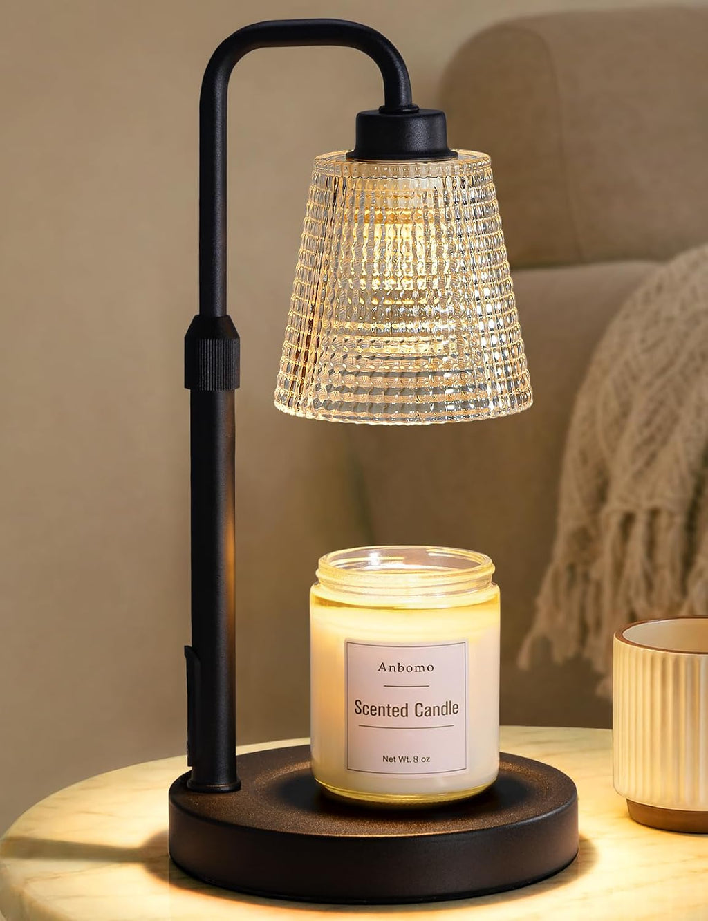 Candle Warmer Lamp with Timer Dimmable, Wax Warmer for Scented Jar Candles, Adjustable Height Candle Lamp for Home Decor, Birthday Gifts for Women Mom House Warming Gifts, Black