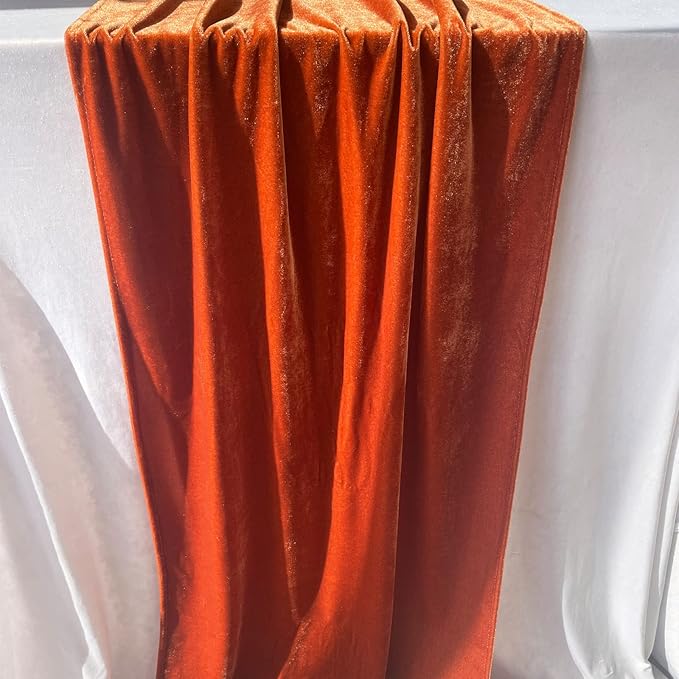 Luxurious Velvet Table Runner, Terracotta 120 Inches Wedding Table Runners, 10ft Velvet Home Party Table Decorations