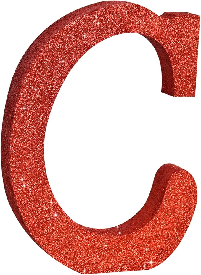 TONIFUL 8 Inch Red Glitter Letter C Table Centerpiece A-Z Red Birthday Party Decorations,Red Alphabet C for Birthday,Chrismas,Graduation,Bridal Shower,Wedding,Anniversary Party Supplies