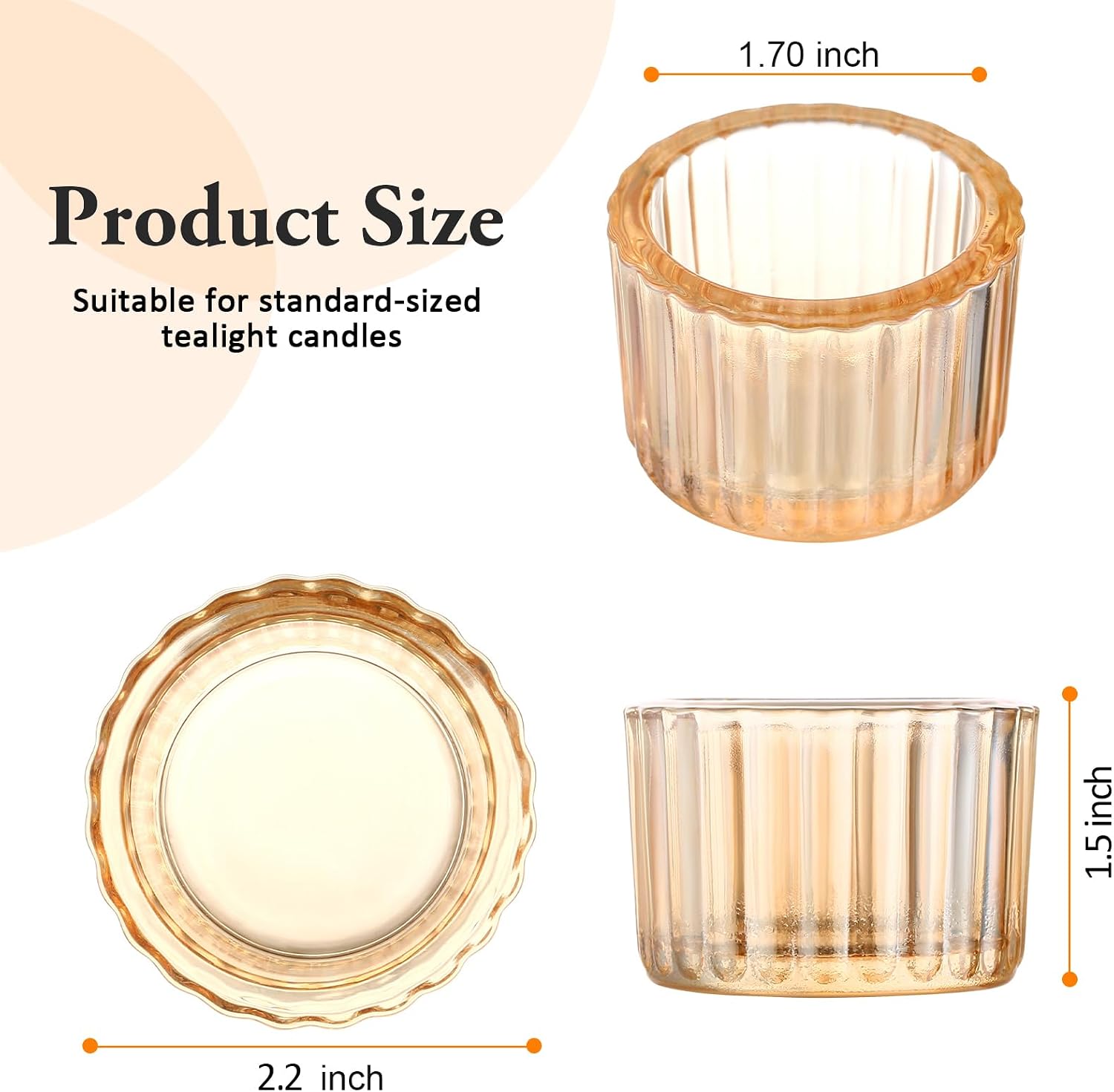GOLDEAL 12Pcs Gold Round Tealight Candle Holders,Thick Glass Tea Light Candle Holder Decor,Candlestick for Wedding Decor,Party,Baby Shower Party,Bridal Shower Party,Table Centerpiece, Home Déco…