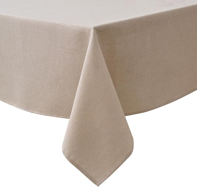 NLMUVW Oatmeal Linen Tablecloth Rectangle, Rustic Textured Table Cloth Water Resistant Farmhouse Table Cover for Kitchen Dining Party Coffee, 54x78 Inch