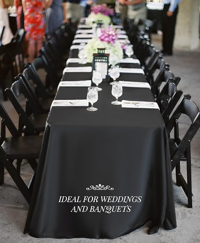 4 Pack Black Tablecloths for 6ft Rectangle Tables 60 x 102 Inch - Polyester Table Cover Stain and Wrinkle Resistant Washable Fabric Table Clothes for Wedding Party Banquet Reception Restaurant