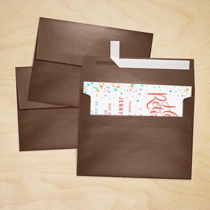LUXPaper A7 Invitation Envelopes | Peel & Press | 5 1/4" x 7 1/4" | Bronze Metallic | 80lb. Text | 250 Qty