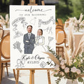 Custom Wedding Plaque for Welcome Sign, Personalized Welcome to our Weddings Poster with Portrait Bride & Groom, Customized Funny Wedding Sign for Bridal Party, Engagement