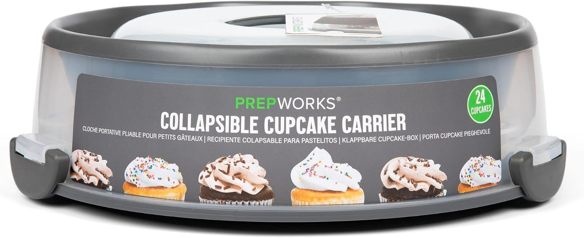 prepworks collapsible cupcake carrier - 12-cup capacity, foldable, close-up detail