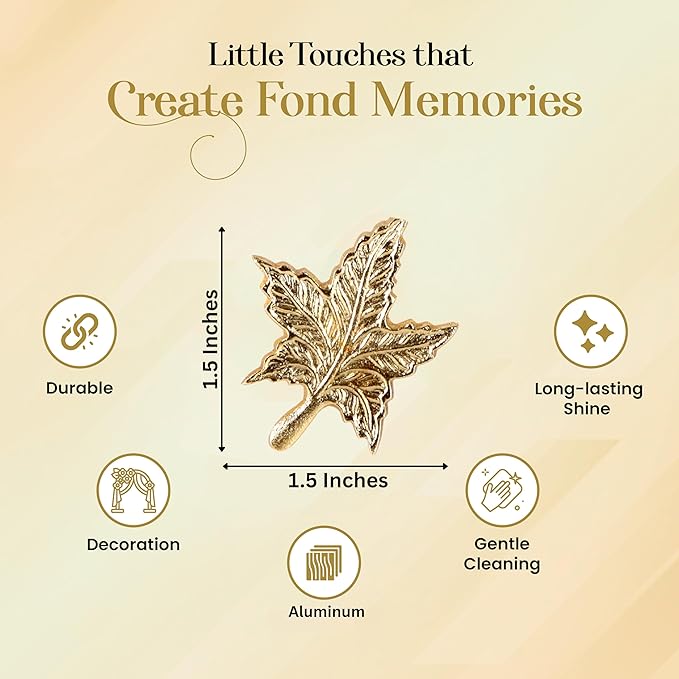 Set of 12 Gold Leaf Napkin Rings - 1.5 Inch Elegant Leaf Design, Lightweight Metal Table Décor for Wedding, Holiday, Thanksgiving, Formal Dining & Special Occasions - ALPHA Living HOME