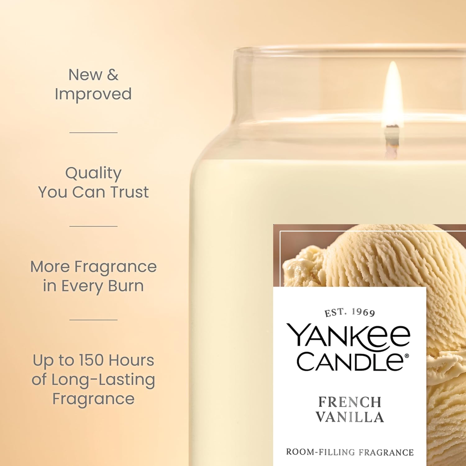 Yankee Candle French Vanilla Scented Candle, 22oz Large Jar with up to 150 Hour Burn Time, Giftable