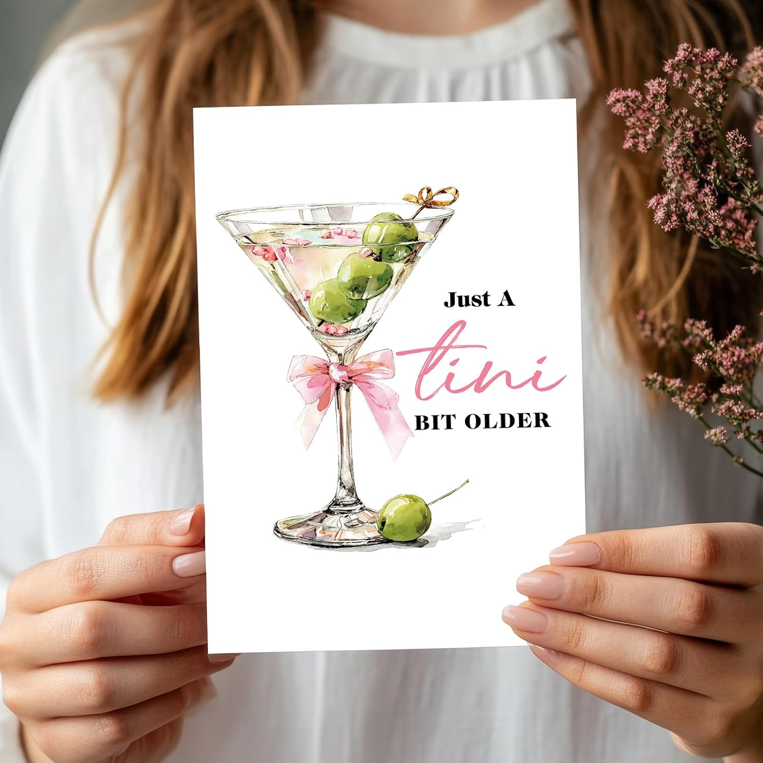 Espresso Martini Birthday Card-Funny Coffee & Cocktail Greeting Card for Women Best Friend Sister Daughter Wife-A Tini Bit Older Birthday Gift (Water-color-Tini-1)