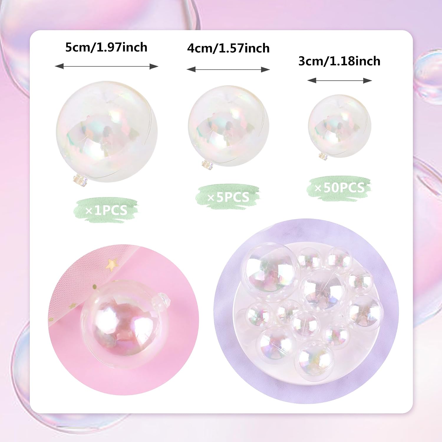 56 PCS Clear Balls Cake Topper Bubble Mini Balloon Topper Ball Cake Picks for Wedding Anniversary Baby Shower Birthday Party