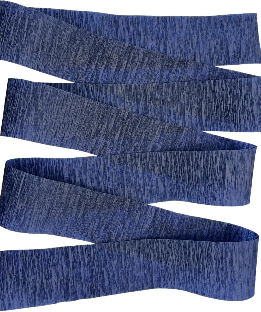 Navy Blue and Silver Metallic Crepe Paper Streamers, 4 Rolls Total