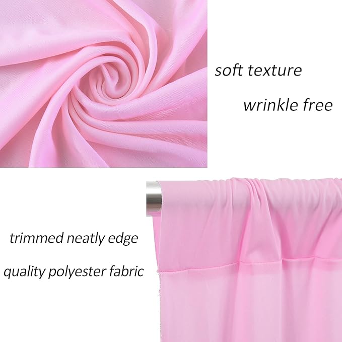 AK TRADING CO. 10 feet Wide x 12 feet Long IFR Polyester Backdrop Drapes Curtains Panels with Rod Pockets - Wedding Ceremony Party Home Window Decorations - (Pink)