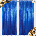 ShiDianYi Sequin Backdrop Royal Blue 2 Panels 4FTx10FT Curtains for Photograph Sequin Photo Backdrops for Birthday Sparkle Wedding Curtain Glitter Background