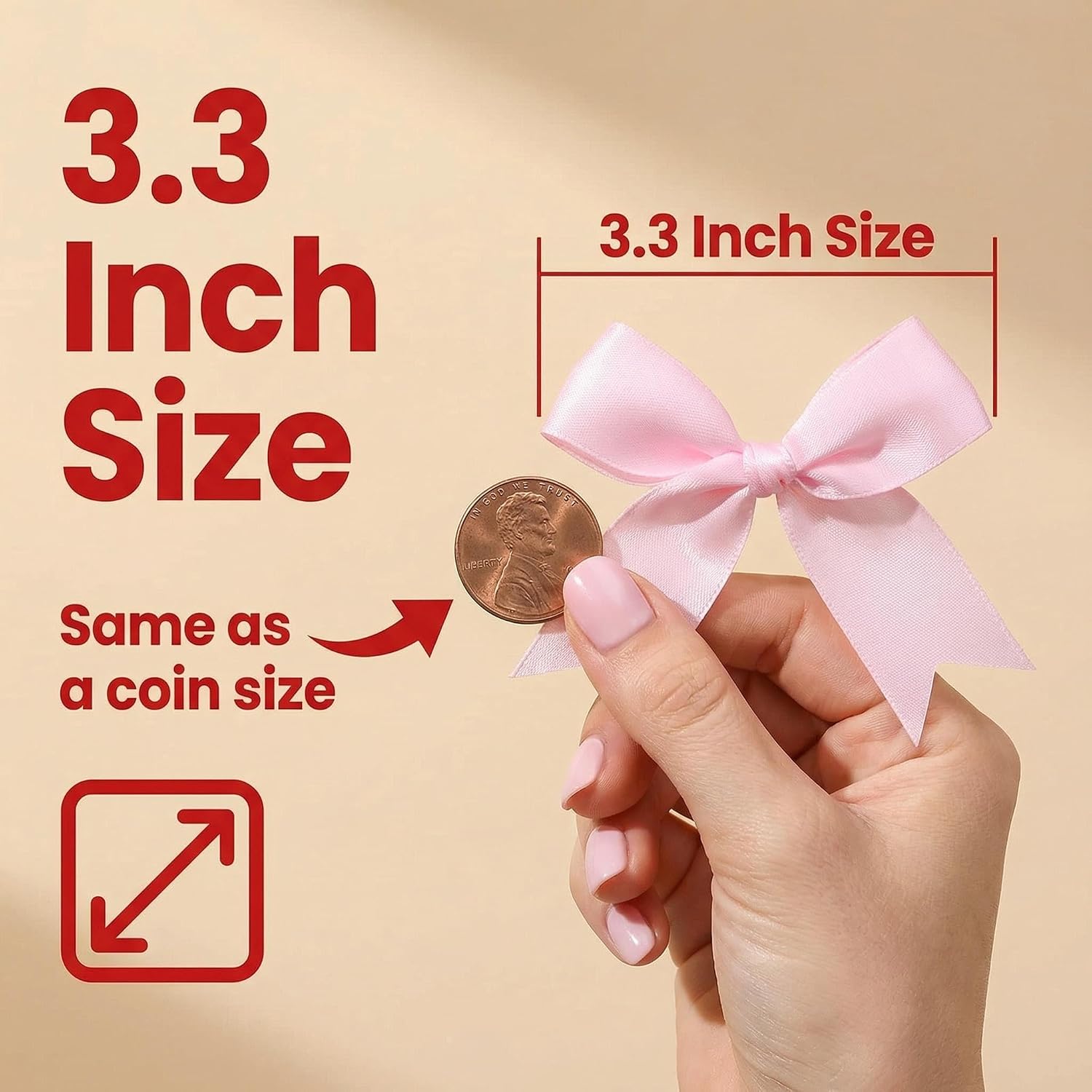 Pink Gift Wrap Bows – 50pcs 3.3 Inch Elegant Satin Bows for Gift Wrapping, Wedding Decor, Baby Shower, Party Decorations, Birthday, Christmas, Anniversary, DIY Crafts, Gift Bags