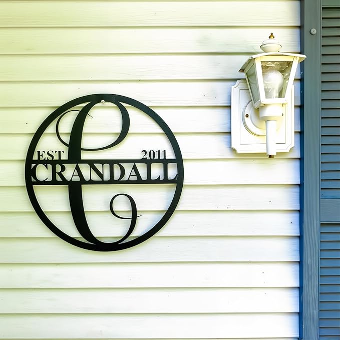 Personalized Metal Name Signs, Split Letter Monogram Wall Decor, Custom Last Name Sign, Family Name Sign for Outdoor, Personalized Wedding Gift, Garden Decor, Metal Wall Art, Housewarming Gift (MonogramDesign_7)