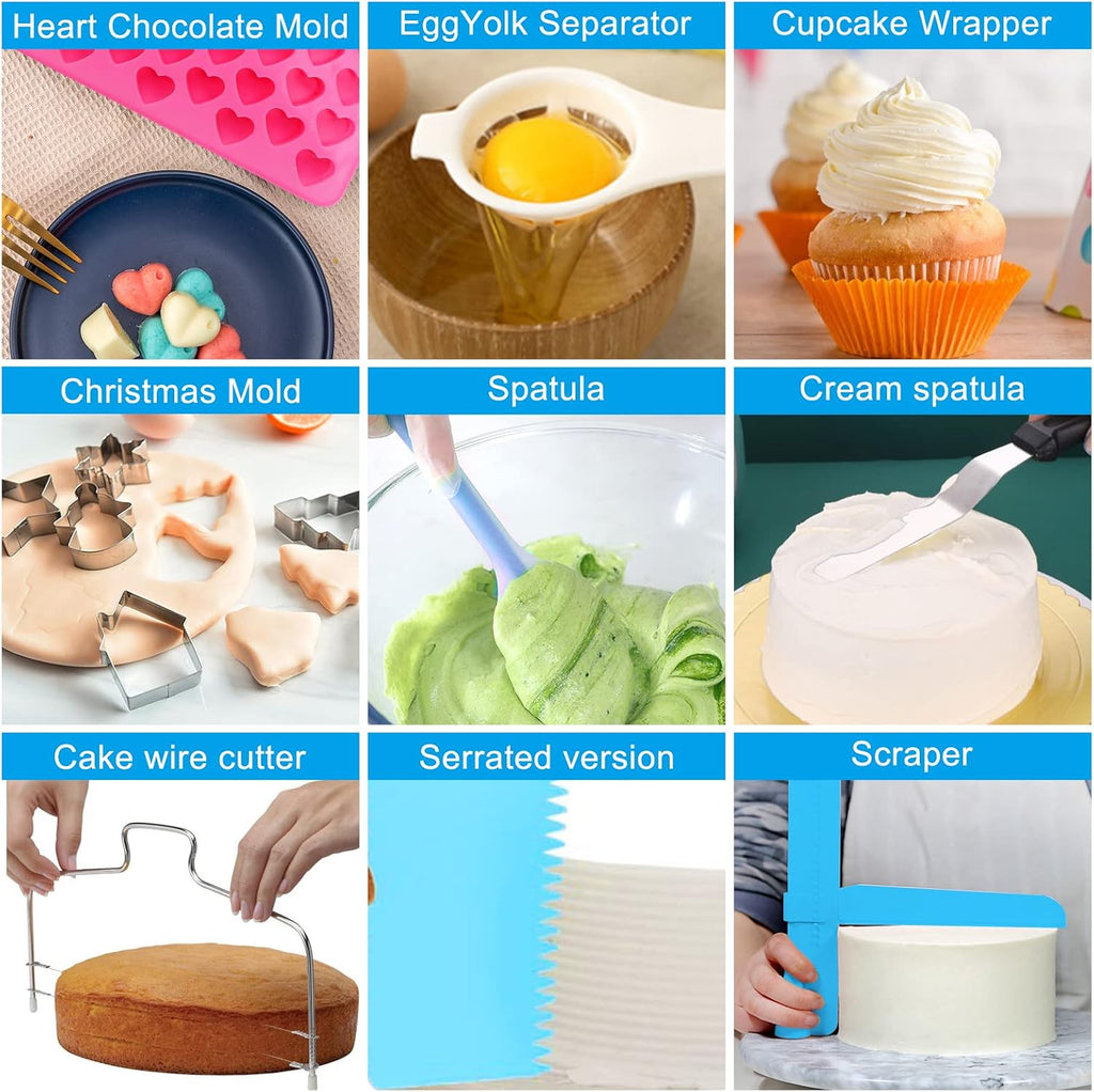 Cake Decorating Kit, 748 Pcs Cake Decorating Supplies with 3 Springform Pans Cake Carrier Turntable Cupcake Liners Cake Topper Piping Bags Tips for Beginner Professional Easter mom Gifts