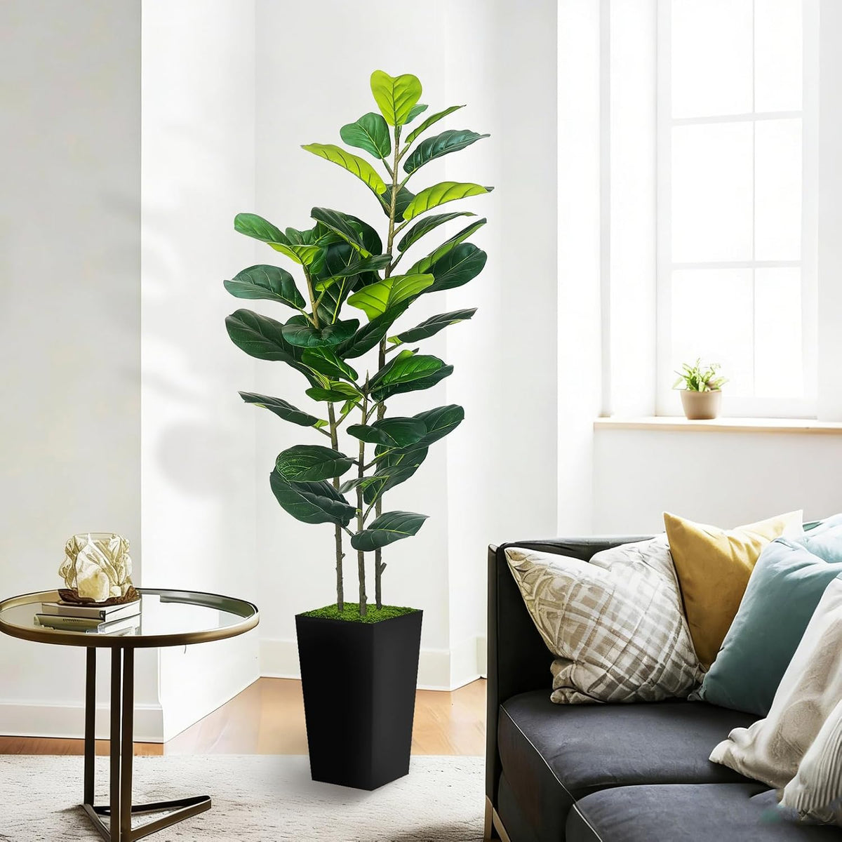 5ft artificial fiddle leaf fig tree in modern, main product view