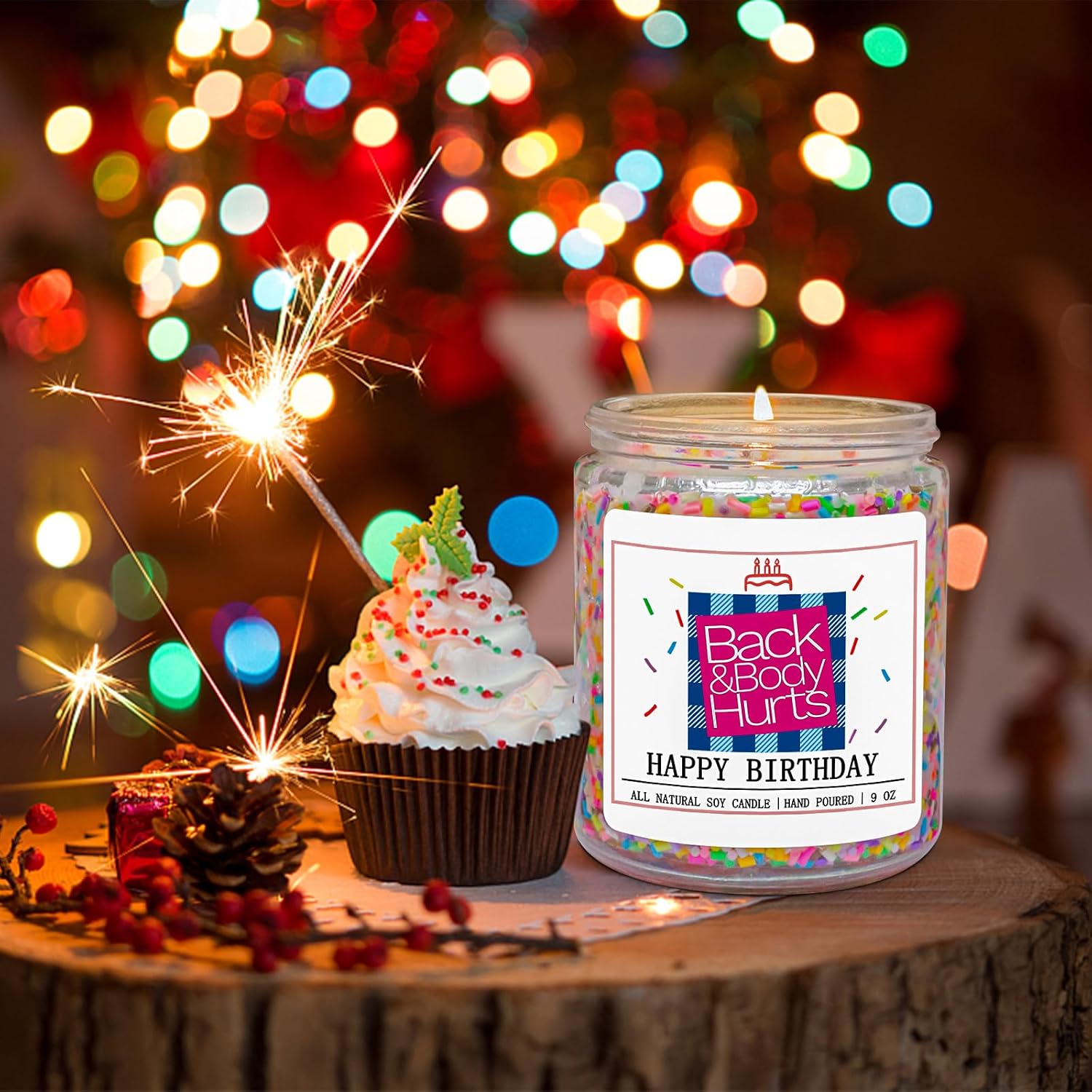 Homsolver Birthday Candles Gift for Her and Him, Birthday Gifts for Women Men, Unique Best Friend Gift Ideas -Back & Body Hurts Happy Birthday Candle