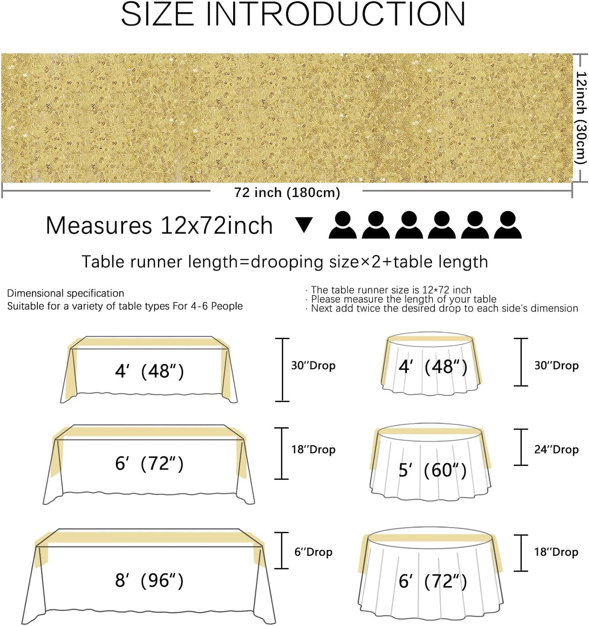 Gold Table Runners - Sequin Table Runner Glitter Table Runner for Birthday Pa...