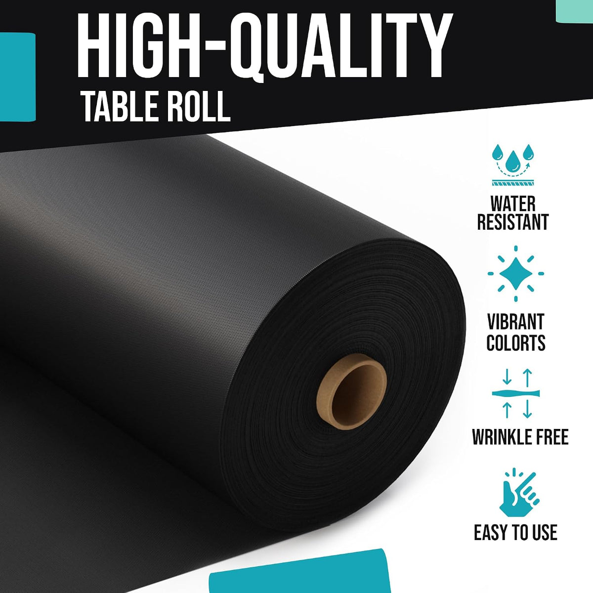 Exquisite Black Plastic Table Cover Roll 40" X 600' Table Cloth Plas...