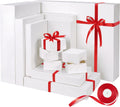Bobobag 13 Pack White Gift Boxes with Lids for Presents, Assorted size Gift Boxes for Christmas ( 3 Extra large 17",3 Large 14.25",3 Medium 11",4 Small 4" ,Red Ribbon ), 4 inch Deep Box for Wrapping Robe Scarf Mug.