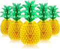Blulu 6 Pieces 14 Inch Pineapple Honeycomb Centerpieces Tissue Paper Pineapple Table Hanging Decorations for Tropical Luau Hawaiian Jungle Party Supplies Favor