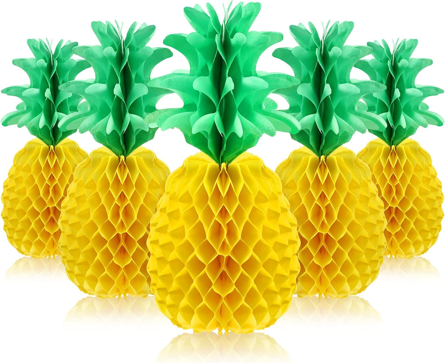 Blulu 6 Pieces 14 Inch Pineapple Honeycomb Centerpieces Tissue Paper Pineapple Table Hanging Decorations for Tropical Luau Hawaiian Jungle Party Supplies Favor