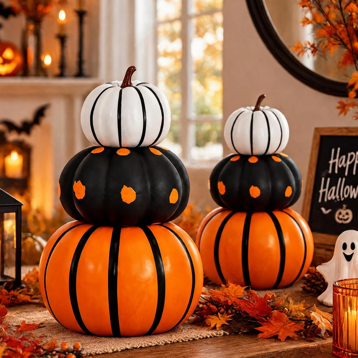 Marsui 2 Set 11.8'' Helloween Stacked Pumpkins Decoration
