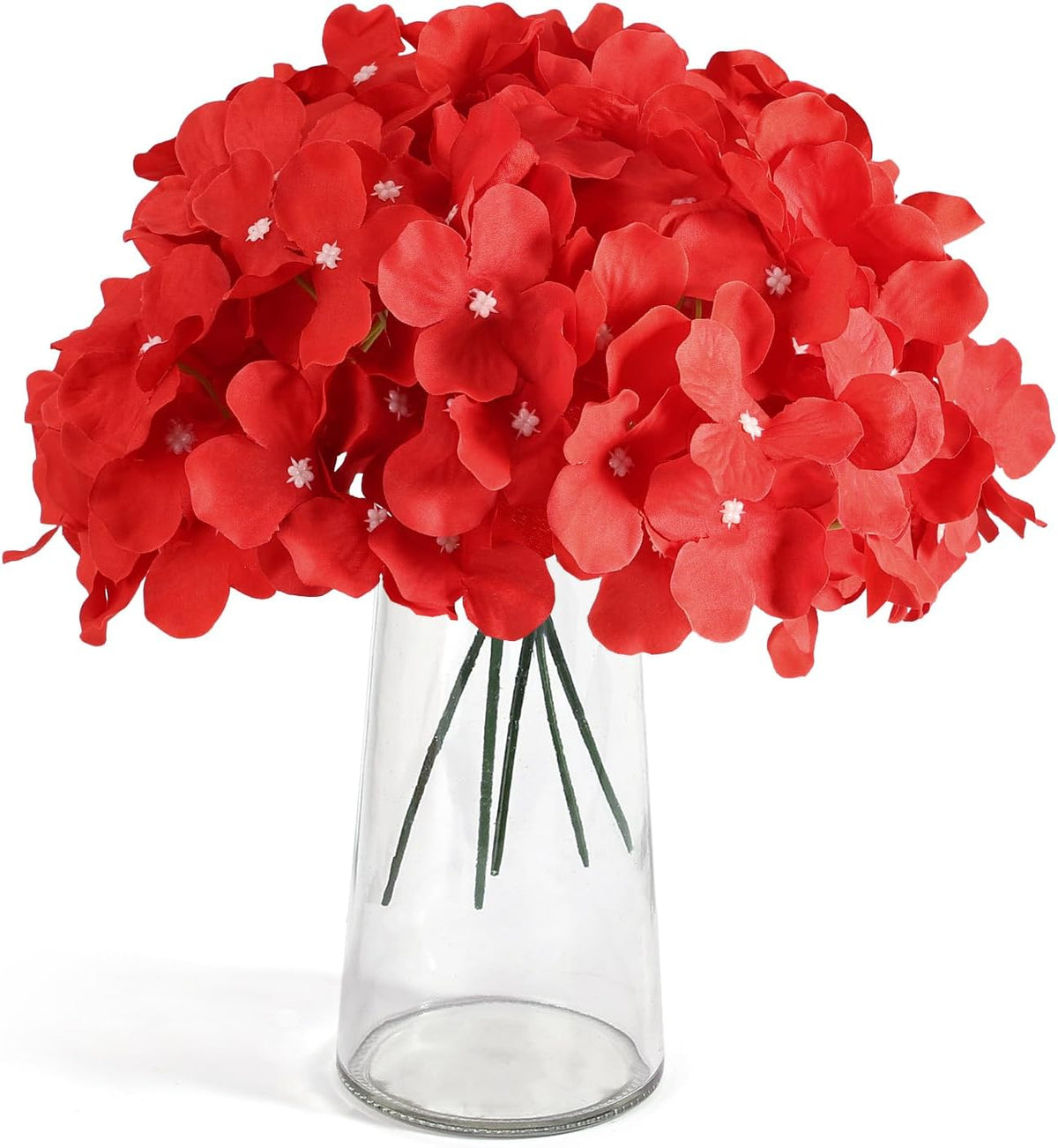 auihiay 64pcs red hydrangea artificial flowers, fake hydrangea, close-up detail