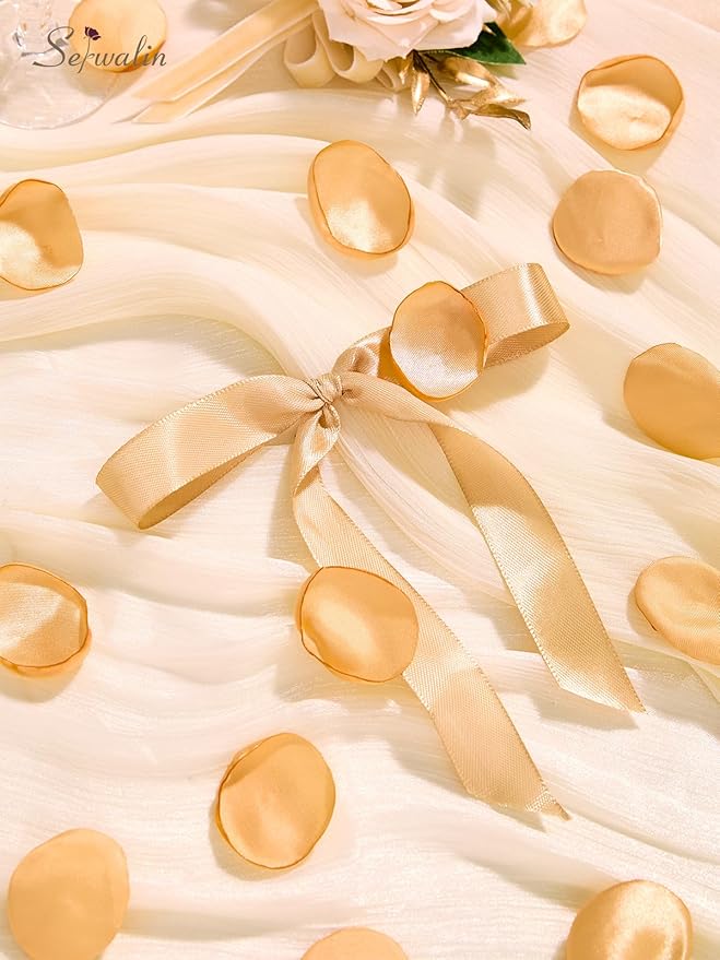 Serwalin 300Pcs Silk Rose Petals Fake Flower Petals Champagne Gold Artificial Rose Petals for Weddings Proposal Flower Girl Petals Aisle Flower Girl Basket Runner Bridal Shower Table Decor