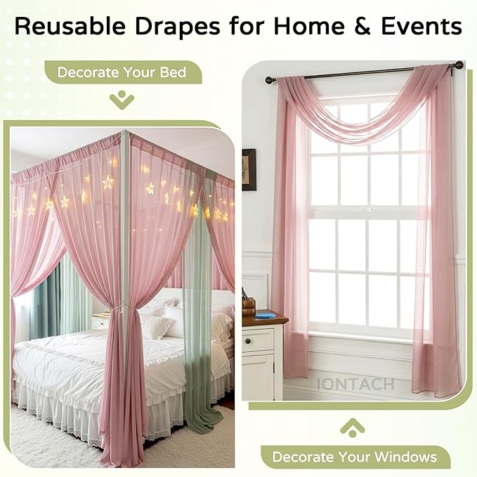 Wedding Arch Draping Fabric 29" x 19Ft Sheer Drapes for Backdrop Wedding Ceremony Reception Ceiling Decor Curtain Baby Bridal Shower Decoration (Dusty Rose, 1 Panel)