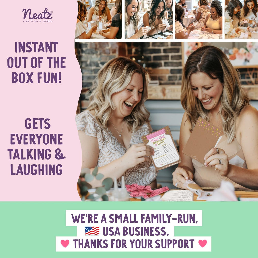 Neatz Baby Shower Advice Cards, Baby Prediction Cards, Girl Baby Shower Decorations, Babyshower Games For Girls, Mason Jar Design (Set of 50)