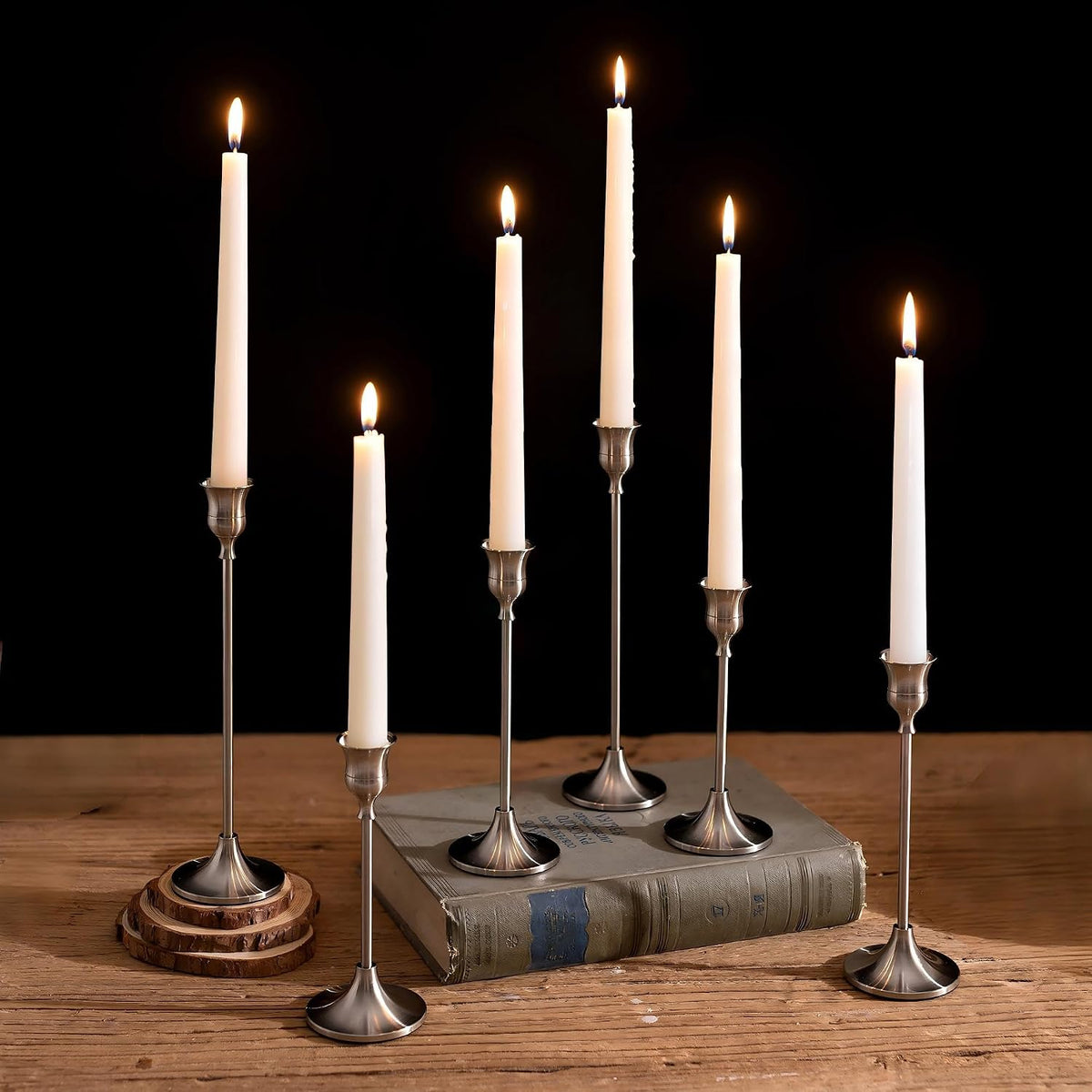 NUPTIO Candlestick Holders Vintage Centerpiece: Sold Aluminum, Set of 6