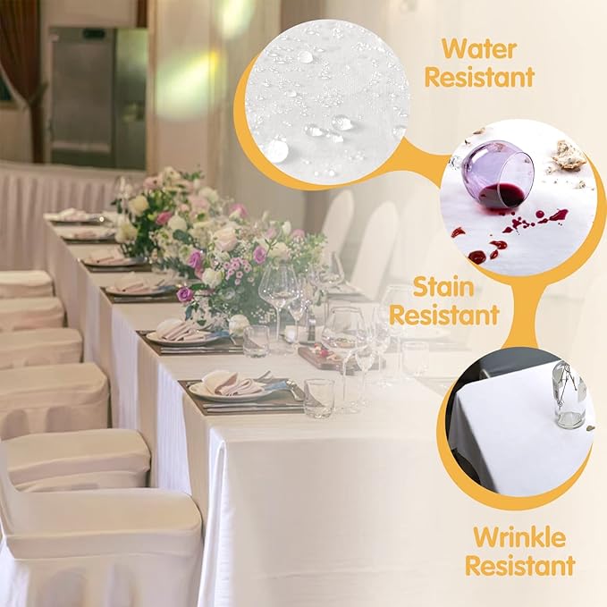 BRILLMAX 8 Pack White Tablecloths for 8 Foot Rectangle Tables 60 x 126 Inch - 8ft Rectangular Bulk Linen Polyester Fabric Washable Cloth Cover for Wedding Reception Banquet Birthday Party