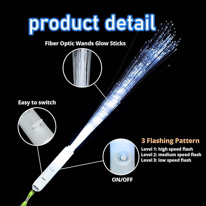 100Pcs White Fiber Optic Wands,3 Models Wedding Sparklers,Glow Sticks Light up Sticks Led Light Wands Fit Wedding Bridal Shower Birthday New Years Eve Party Supplies 2025