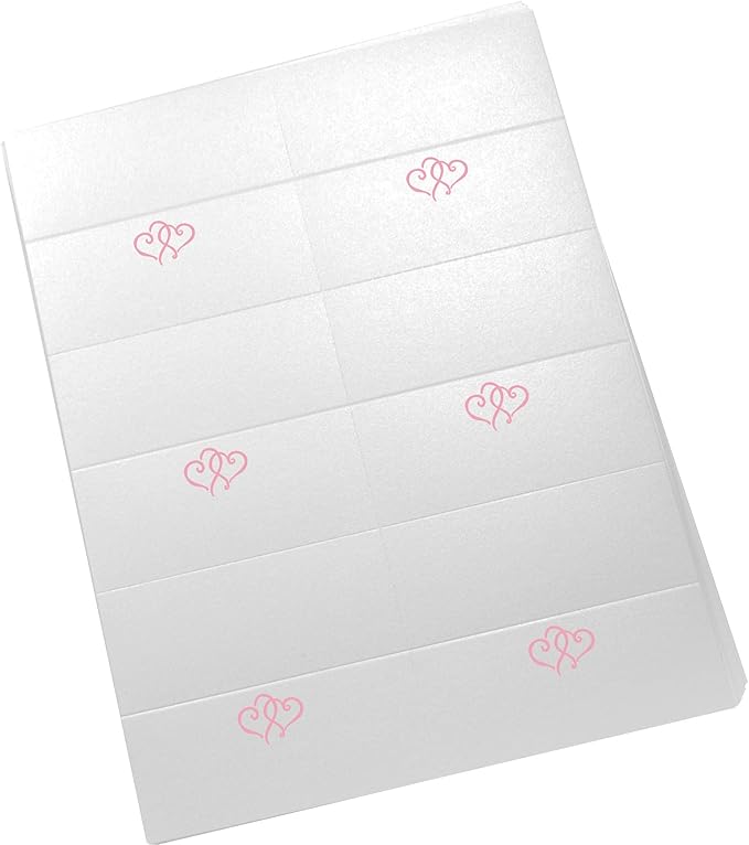 Linked Hearts Printable Place Cards, Pink (Choose Color), Set of 150 (25 Sheets), Laser & Inkjet Printers - Wedding, Party, Dinner, and Special Events - Made in the USA
