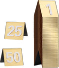 Gold Table Numbers 1-50 Acrylic Tent Style Table Number Card Signs Perfect for Restaurant Wedding Reception Party Events