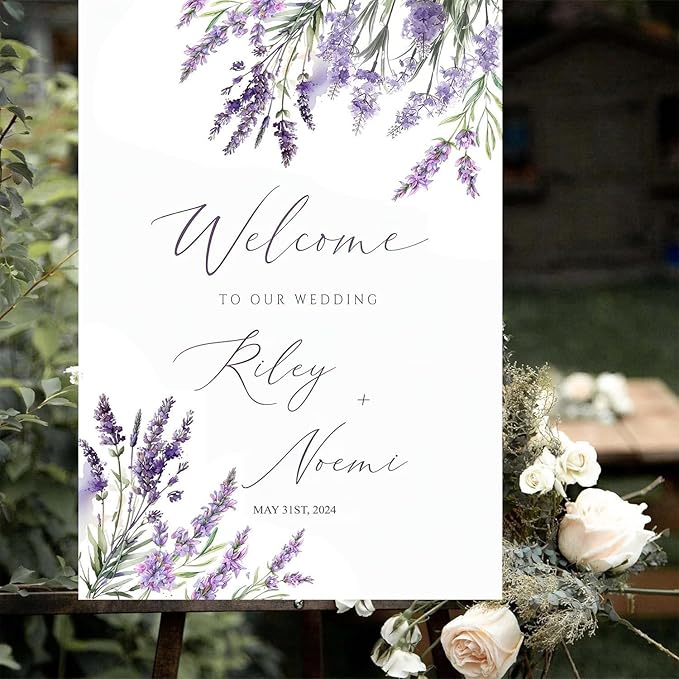 Lavender Floral Boho Wedding Welcome Sign, Welcome Sign Wedding, Custom Wedding Welcome Sign