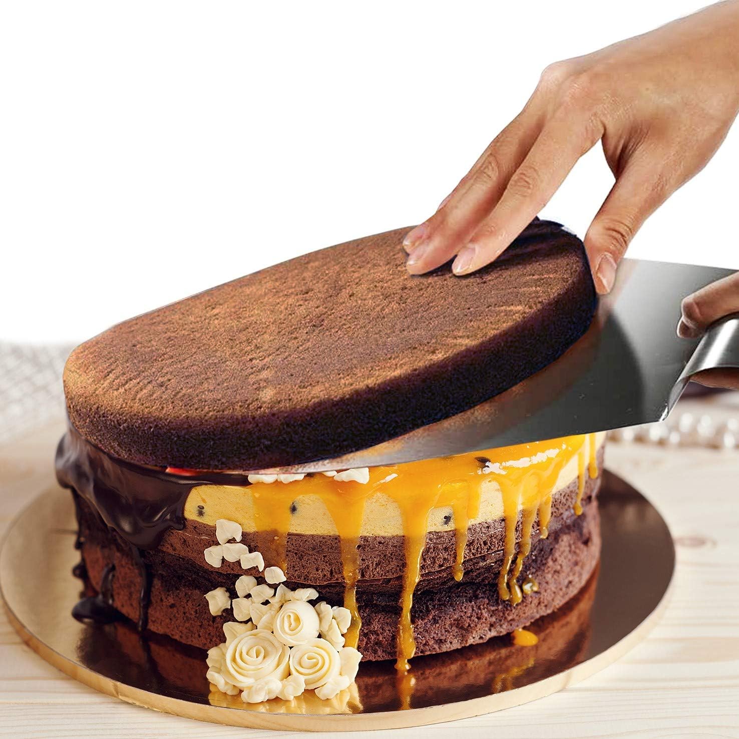 Stainless Steel Cake Customizing Decorating Serving 5pc set, Cake Server Lifter Slicer Straight & Offset Icing Frosting Spatulas