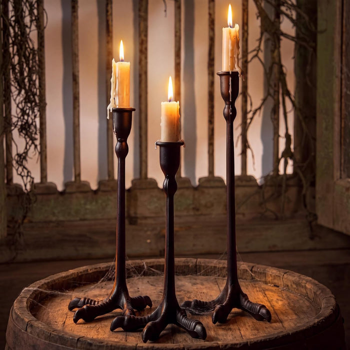 3 Set Claw Foot Candlestick Holders, Halloween Decor, Gothic, Black