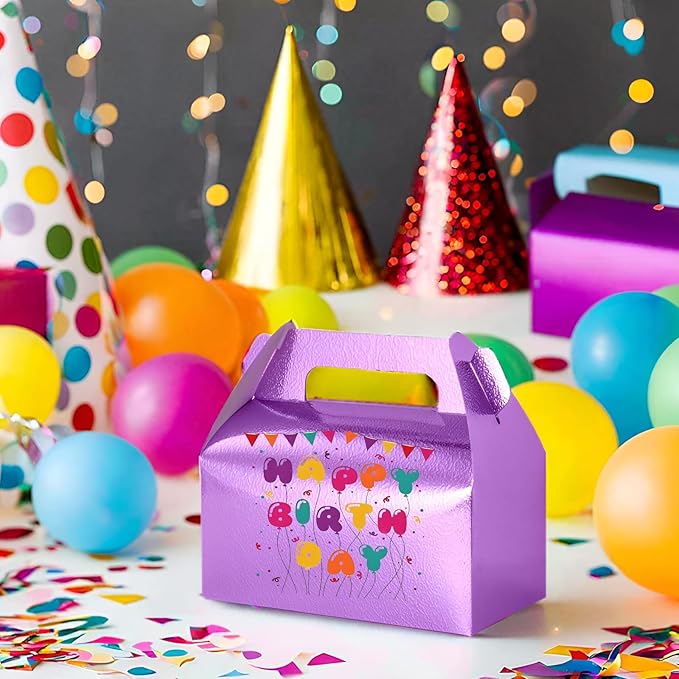 UnicoPak 30 Pack Glossy Purple Gable Treat Boxes, Party Favor Boxes, Gift Boxes for Kids, for Snacks, Candy, Toys, Birthday Party, Wedding, Halloween, Christmas – 6.5x3.5x4 Inches
